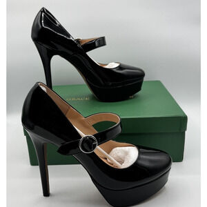 Aachcol Women's Pump Stiletto Heels Black Leather, Mary Jane w/ Buckle Sz 10 NIB